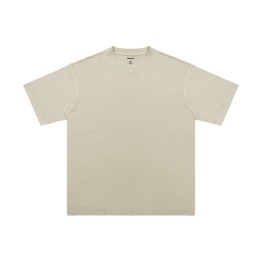 Summer New Cotton T-Shirt Men'S Retro Washed Distressed Short Sleeve Drop Shoulder Loose Fashion Brand